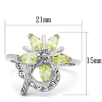SS013 - Silver 925 Sterling Silver Ring with AAA Grade CZ  in Apple Green color