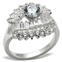 SS026 - Silver 925 Sterling Silver Ring with AAA Grade CZ  in Clear
