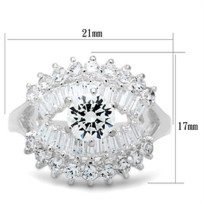 SS026 - Silver 925 Sterling Silver Ring with AAA Grade CZ  in Clear