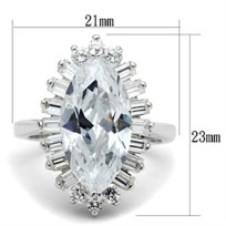 SS027 - Silver 925 Sterling Silver Ring with AAA Grade CZ  in Clear