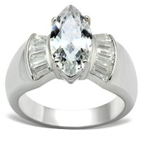 SS028 - Silver 925 Sterling Silver Ring with AAA Grade CZ  in Clear