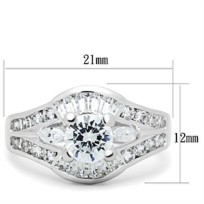 SS030 - Silver 925 Sterling Silver Ring with AAA Grade CZ  in Clear