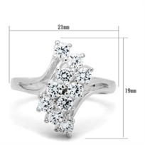 SS033 - Silver 925 Sterling Silver Ring with AAA Grade CZ  in Clear