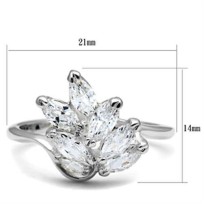 SS034 - Silver 925 Sterling Silver Ring with AAA Grade CZ  in Clear