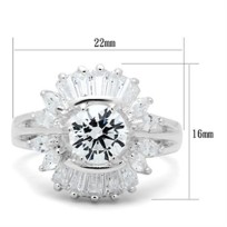 SS039 - Silver 925 Sterling Silver Ring with AAA Grade CZ  in Clear