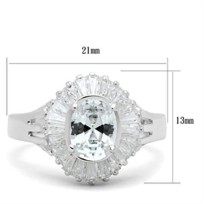 SS042 - Silver 925 Sterling Silver Ring with AAA Grade CZ  in Clear
