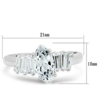SS045 - Silver 925 Sterling Silver Ring with AAA Grade CZ  in Clear
