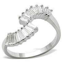 SS047 - Silver 925 Sterling Silver Ring with AAA Grade CZ  in Clear