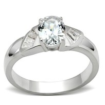 SS048 - Silver 925 Sterling Silver Ring with AAA Grade CZ  in Clear