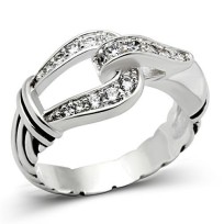 SS050 - Silver 925 Sterling Silver Ring with AAA Grade CZ  in Clear