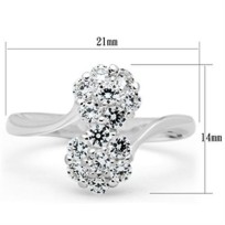 SS052 - Silver 925 Sterling Silver Ring with AAA Grade CZ  in Clear