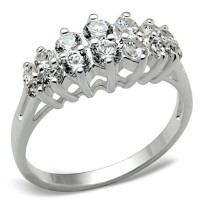 SS056 - Silver 925 Sterling Silver Ring with AAA Grade CZ  in Clear