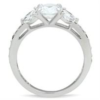 SS059 - Silver 925 Sterling Silver Ring with AAA Grade CZ  in Clear