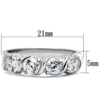 SS063 - Silver 925 Sterling Silver Ring with AAA Grade CZ  in Clear