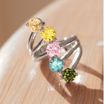 Sigrid Cocktail Ring - Stainless Steel, AAA CZ , Multi Color - TK2876