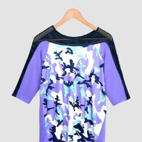 GninnuR 女涼感網布七分袖 涼感衣《酷冰衣》 / 魅紫迷彩