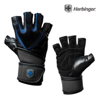 【Harbinger】#1250 男款 黑藍色 重訓健身用專業護腕手套 Training Wristwrap Men Gloves （總代理公司貨）