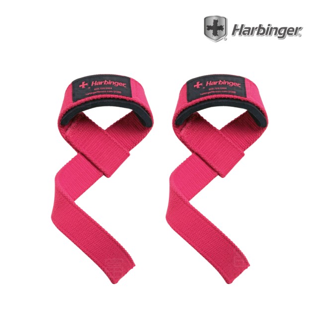 【Harbinger】#21307 桃紅 重訓拉力帶/抓舉助力帶 Padded Cotton Lifting Straps Pink（總代理公司貨）