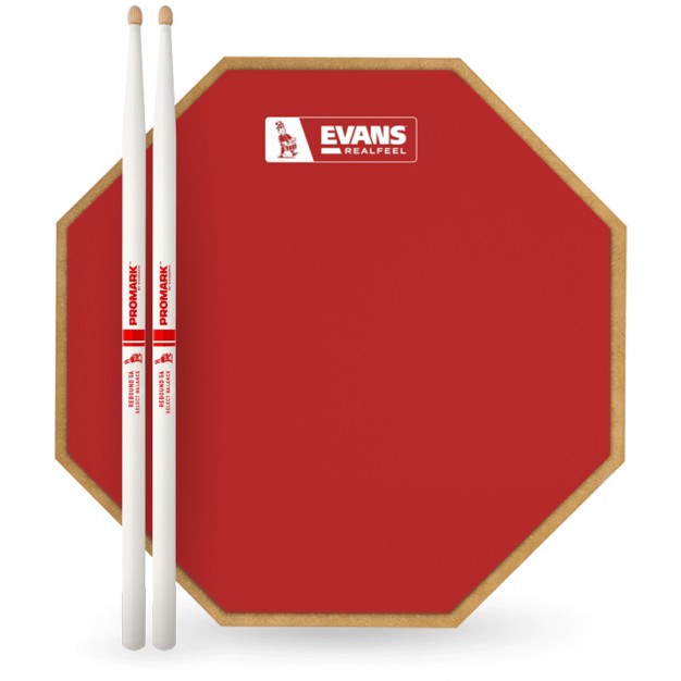 EVANS Realfeel 12吋紅色限量單面打點板及鼓棒套裝組合