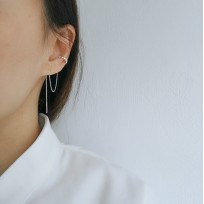 全純銀耳骨夾耳環/單隻(兩色) 